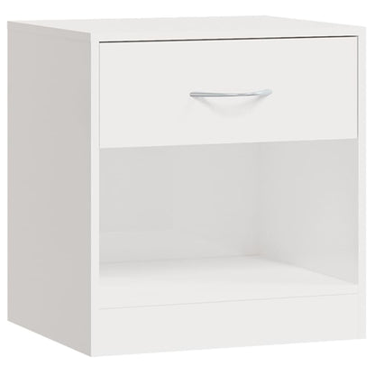 Mesas de cabeceira 2 pcs c/ gaveta branco brilhante
