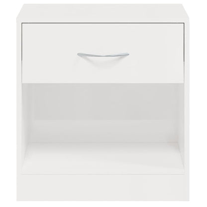 Mesas de cabeceira 2 pcs c/ gaveta branco brilhante