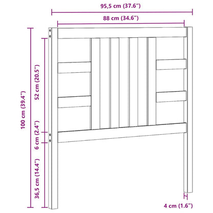 Cabeceira de cama 96x4x100 cm pinho maciço cinzento