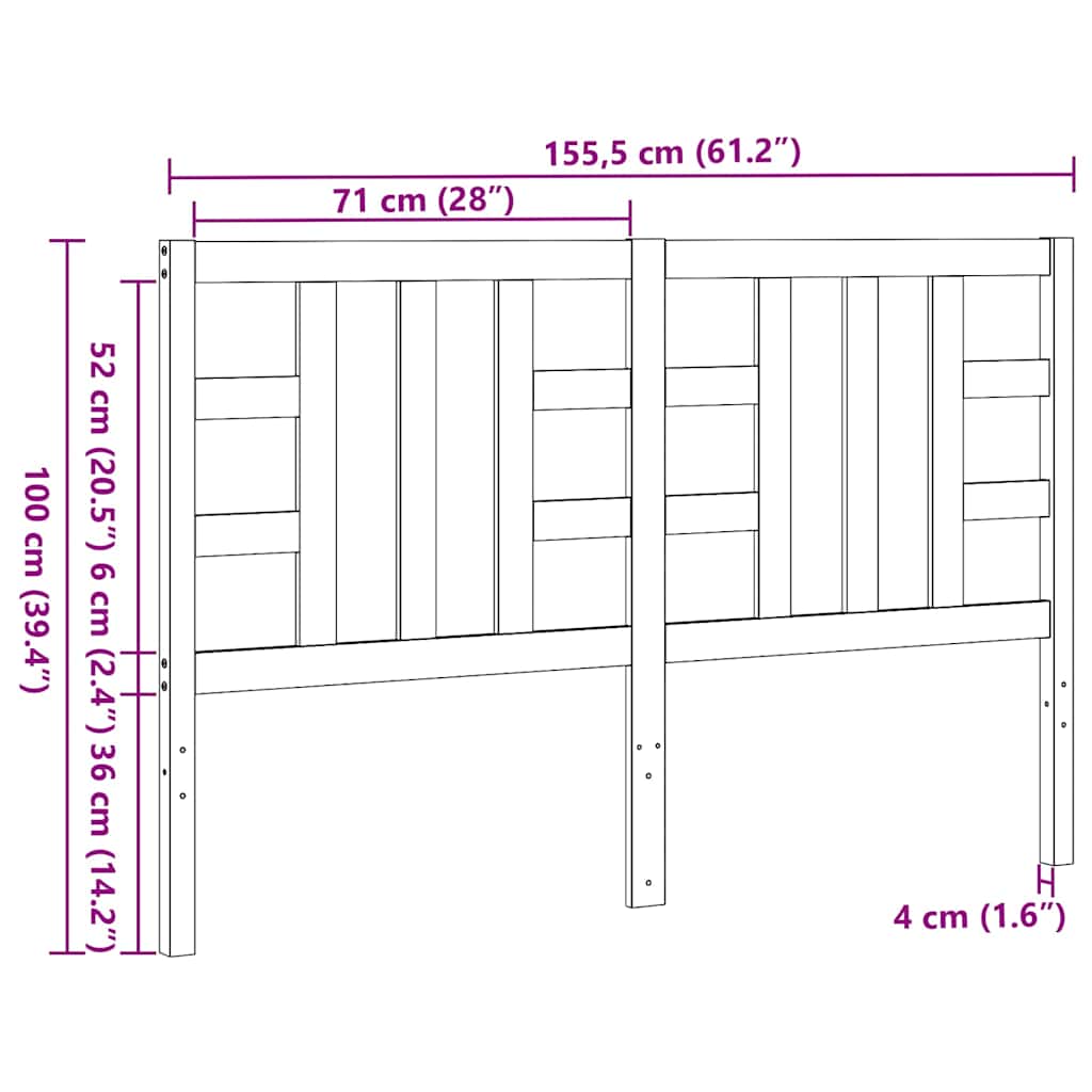 Cabeceira de cama 166x4x100 cm pinho maciço castanho mel