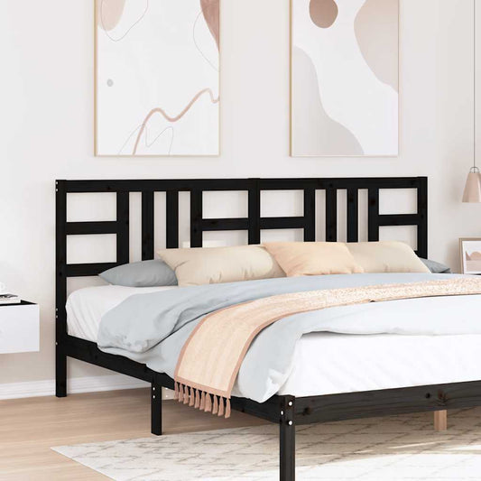 Cabeceira de cama 206x4x100 cm pinho maciço preto
