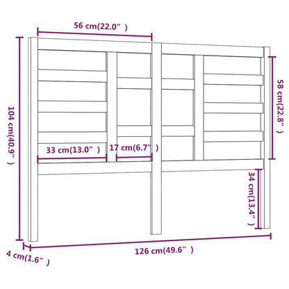 Cabeceira de cama 126x4x104 cm pinho maciço cinzento
