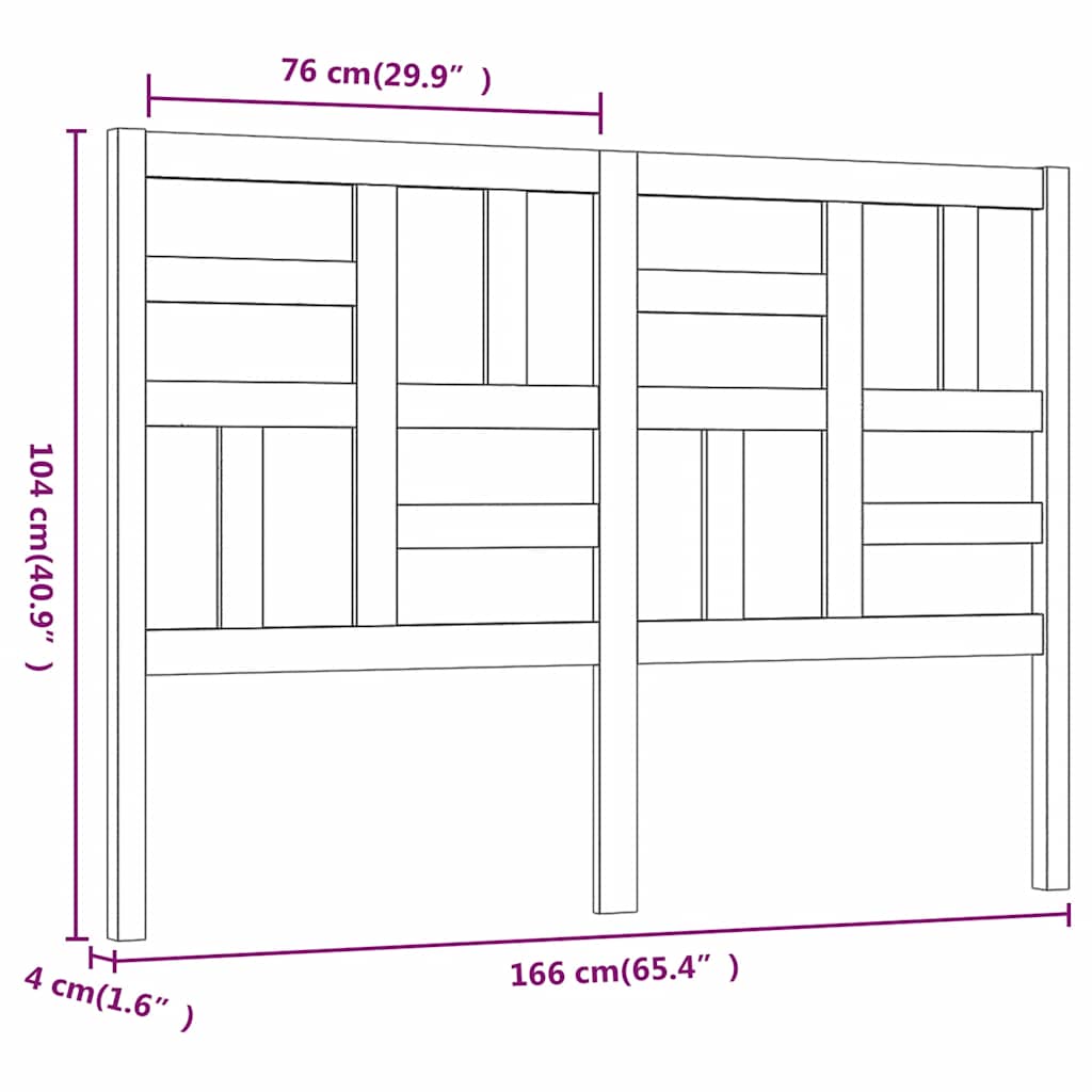 Cabeceira de cama 166x4x104 cm pinho maciço branco