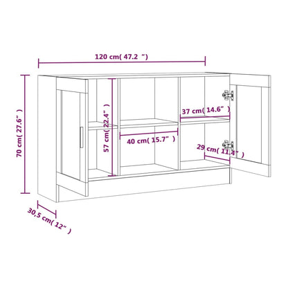 Vitrine 120x30,5x70 cm derivados madeira carvalho castanho