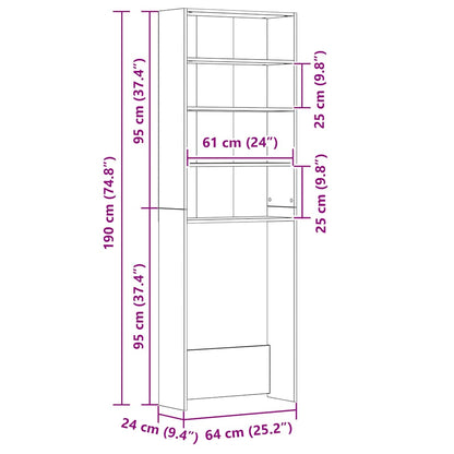 Armário para máquina de lavar roupa 64x24x190cm cinzento sonoma