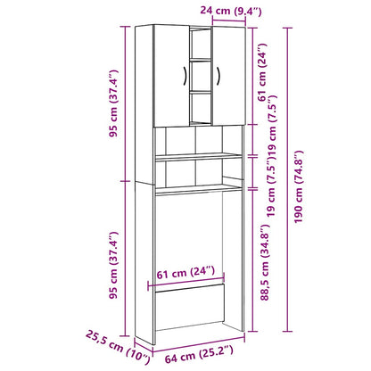 Armário máquina de lavar roupa 64x25,5x190 cm sonoma cinza