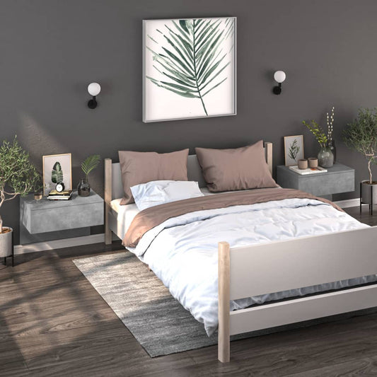 Mesas de cabeceira montagem na parede 2 pcs cinzento cimento