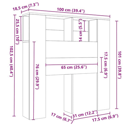 Cabeceira de cama branca 100x18,5x102,5 cm
