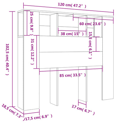 Armário de cabeceira 120x18,5x102,5 cm carvalho castanho