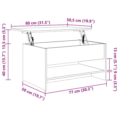 Mesa de centro 80x50x40cm derivados de madeira cinzento cimento
