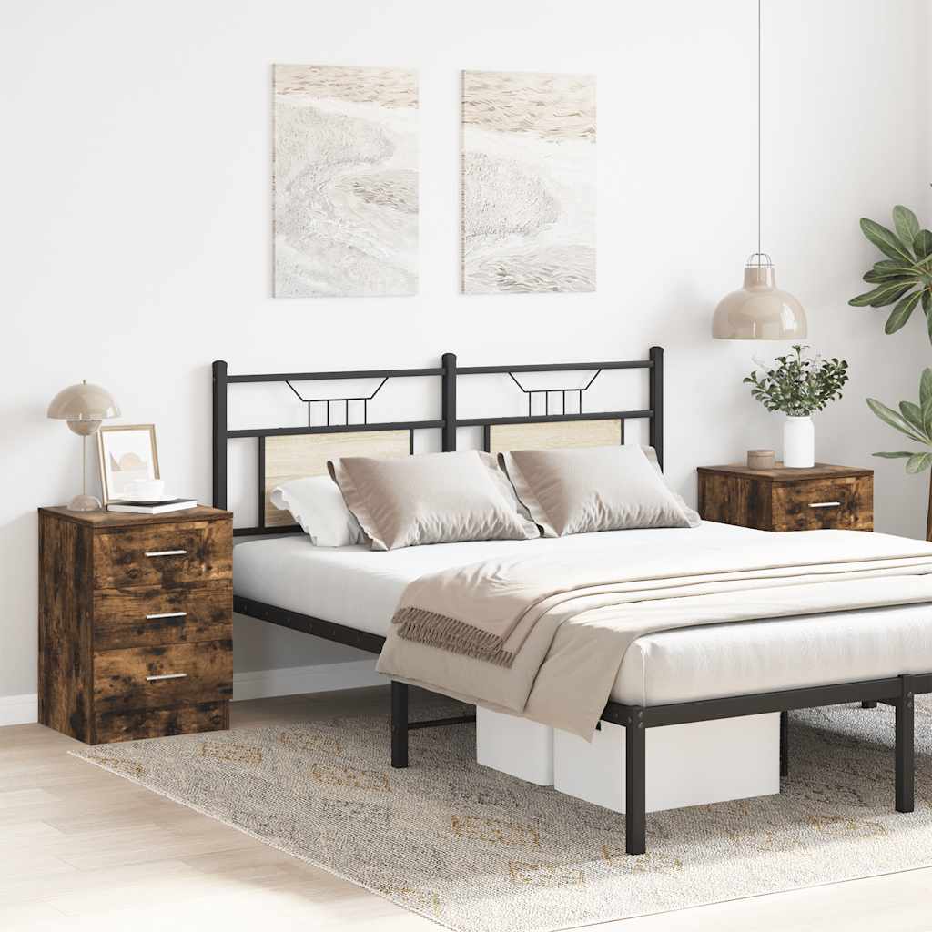 Mesa de cabeceira 2 pcs 38x35x56 cm madeira cor carvalho fumado