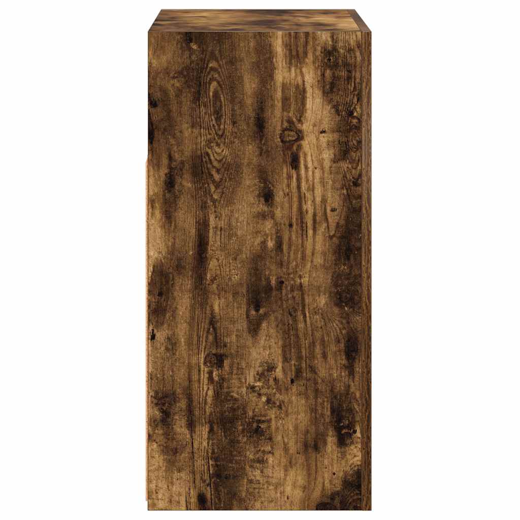 Aparador com luzes LED 80x35x75 cm carvalho fumado