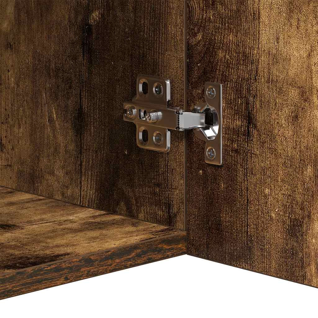 Aparador com luzes LED 80x35x75 cm carvalho fumado