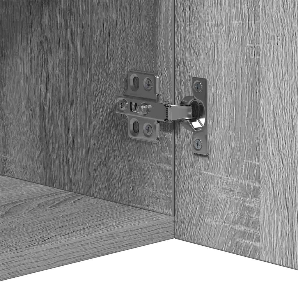 Aparador com luzes LED 80x35x75 cm cinzento sonoma