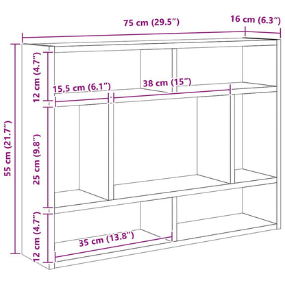 Prateleira parede 75x16x55 cm derivados madeira carvalho fumado