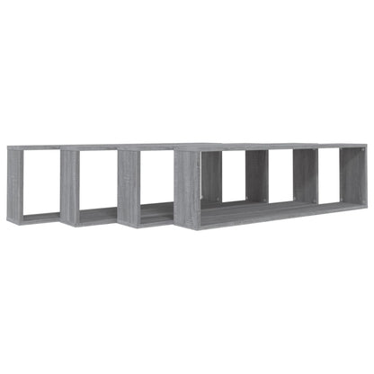 Prateleiras cubo 4 pcs 100x15x30 cm deriv. madeira cinza sonoma