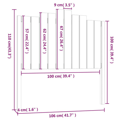 Cabeceira de cama 106x4x110 cm pinho maciço preto