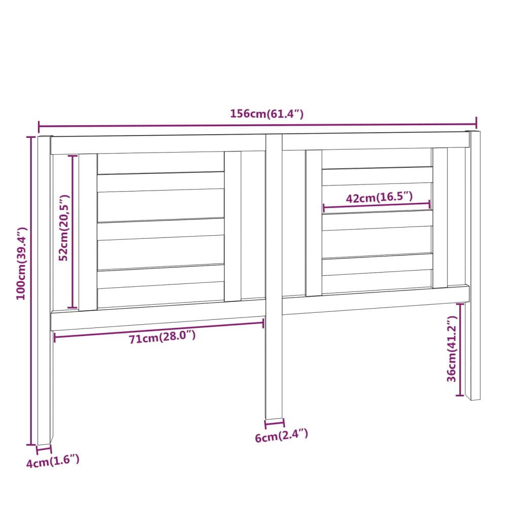 Cabeceira de cama 156x4x100 cm pinho maciço castanho mel