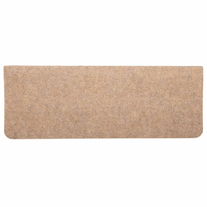 Tapetes de escada autoadesivos 15 pcs 65x24,5x3,5 cm bege
