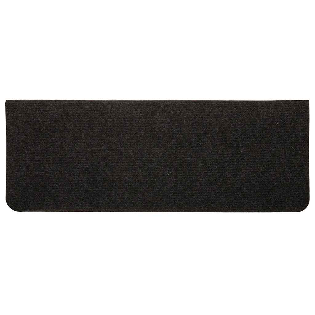 Tapetes de escada autoadesivos 15 pcs 65x24,5x3,5 cm preto