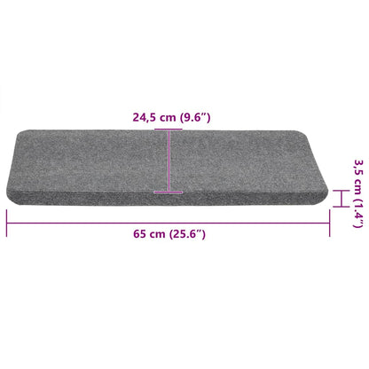 Tapetes de escada autoadesivos 15 pcs 65x24,5x3,5 cm cinzento