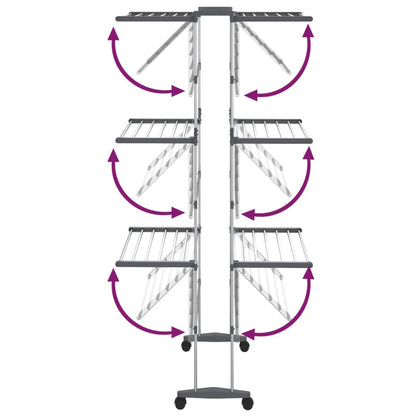 Estendal com 3 prateleiras/rodas 60x70x129 cm prateado