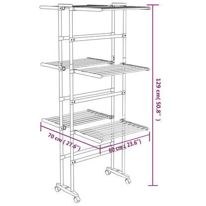Estendal com 3 prateleiras/rodas 60x70x129 cm prateado