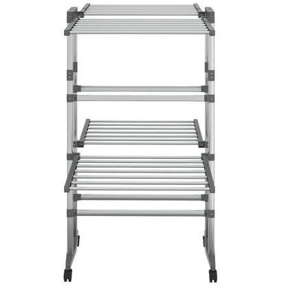 Estendal com 2 prateleiras/rodas 60x70x106 cm prateado