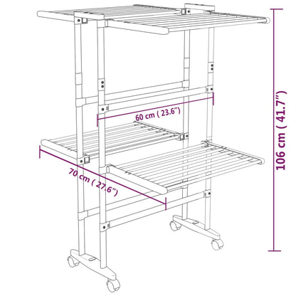 Estendal com 2 prateleiras/rodas 60x70x106 cm prateado
