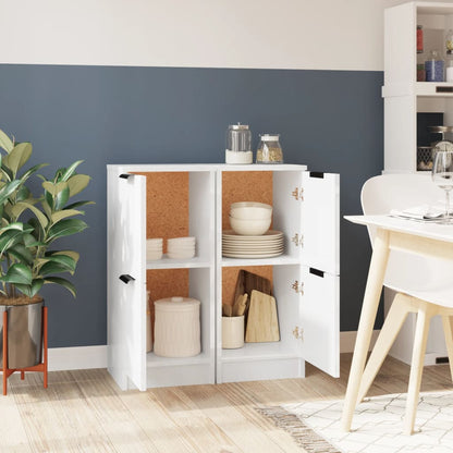 Aparadores 2 pcs 30x30x70cm madeira processada branco brilhante