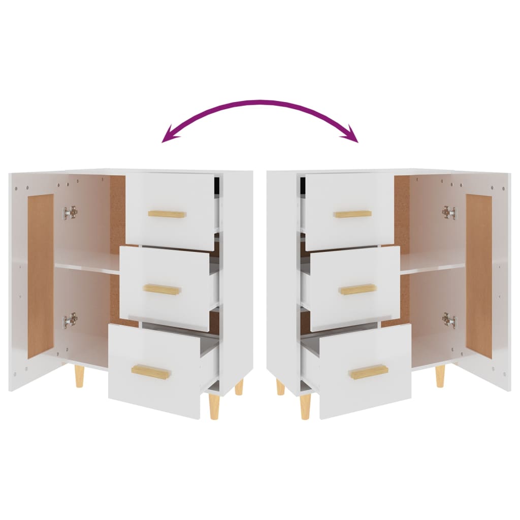 Aparador 69,5x34x90 cm madeira processada branco brilhante