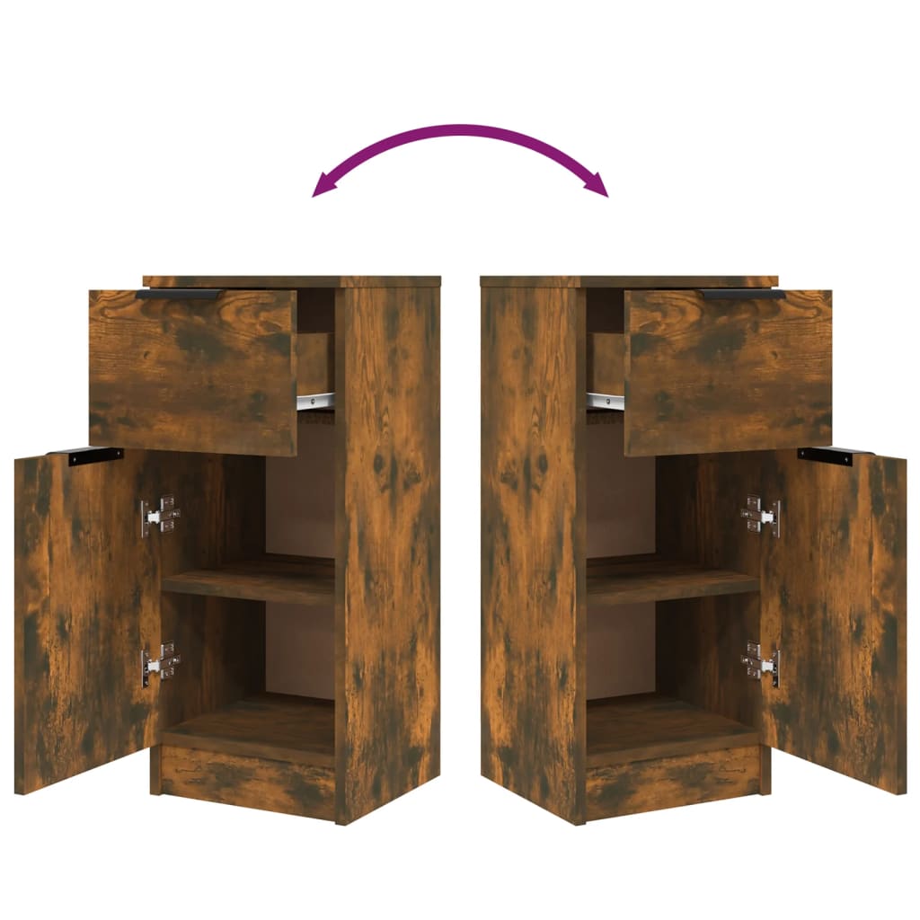 Aparadores 2 pcs 30x30x70 cm madeira processada carvalho fumado