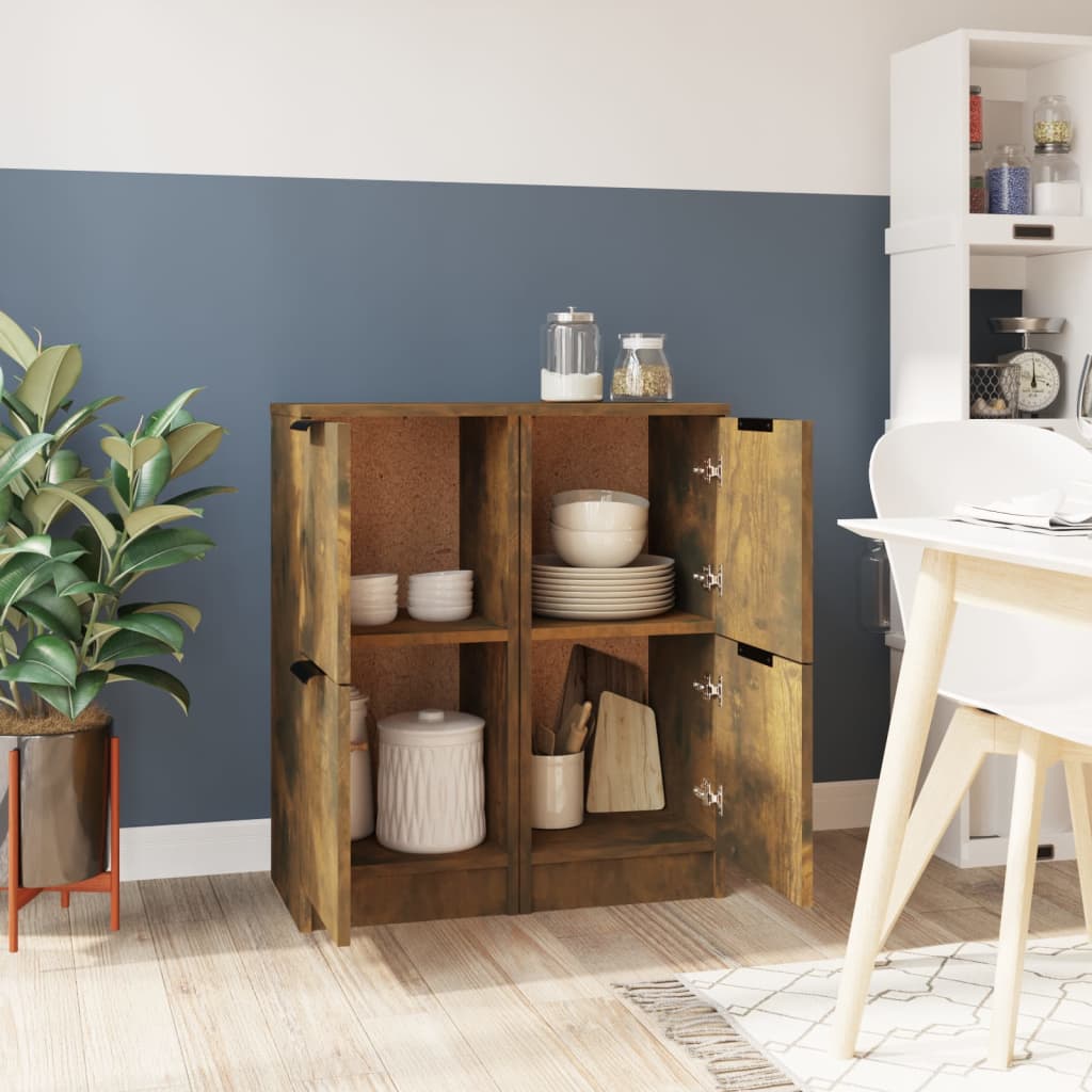 Aparadores 2 pcs 30x30x70 cm madeira processada carvalho fumado