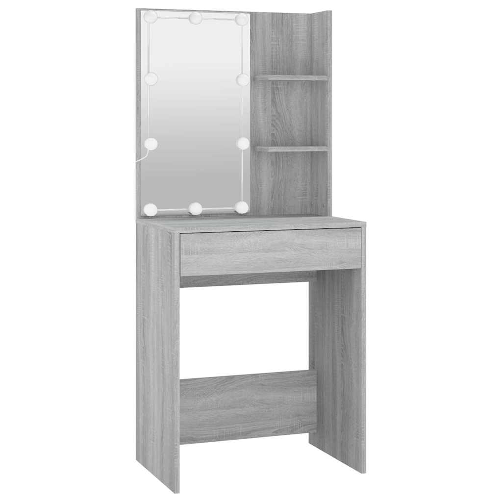 Toucador com LEDs 60x40x140 cm sonoma cinza