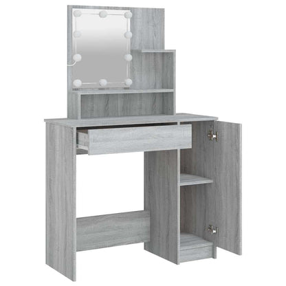 Toucador com LEDs 86,5x35x136 cm sonoma cinza