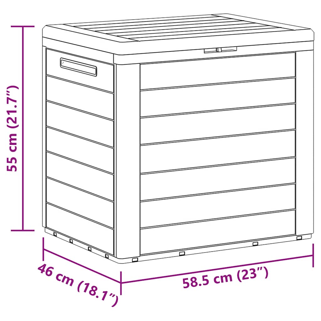 Caixa arrumação p/ jardim 58,5x46x55 cm polipropileno castanho