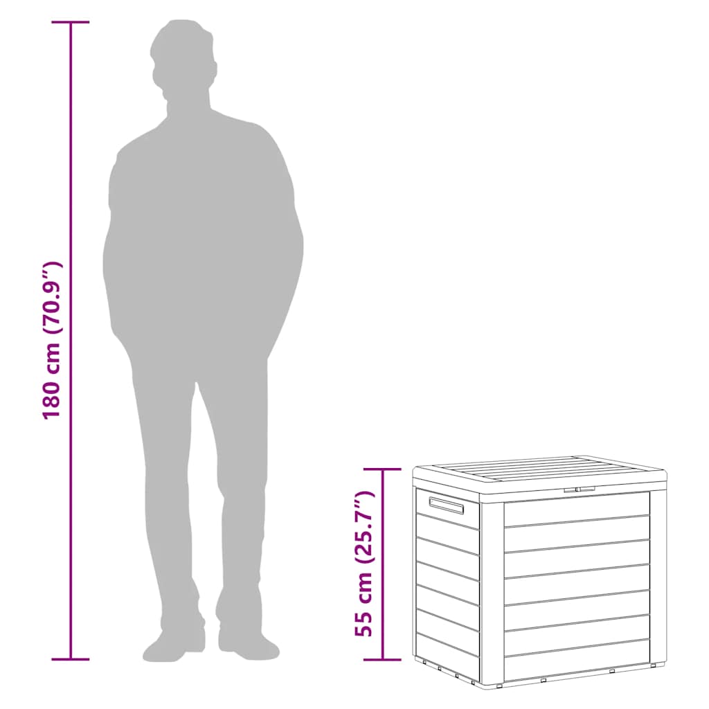 Caixa arrumação p/ jardim 58,5x46x55 cm polipropileno castanho