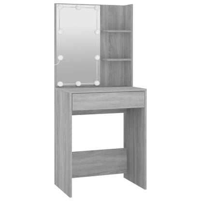 Conjunto toucador c/ LEDs madeira processada sonoma cinza