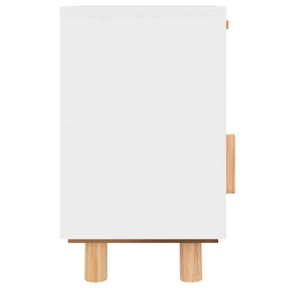 Mesas de cabeceira 2 pcs pinho maciço e vime natural branco