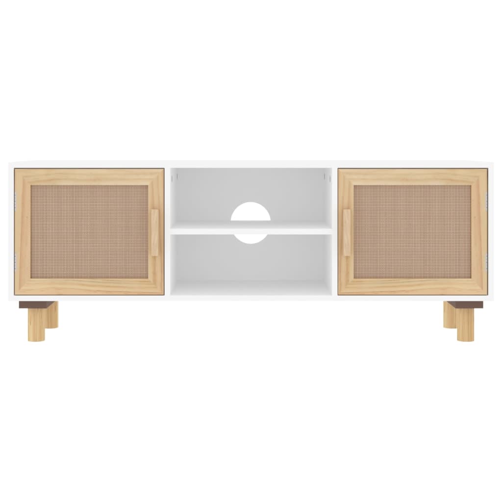 Móvel de TV pinho maciço/vime natural branco