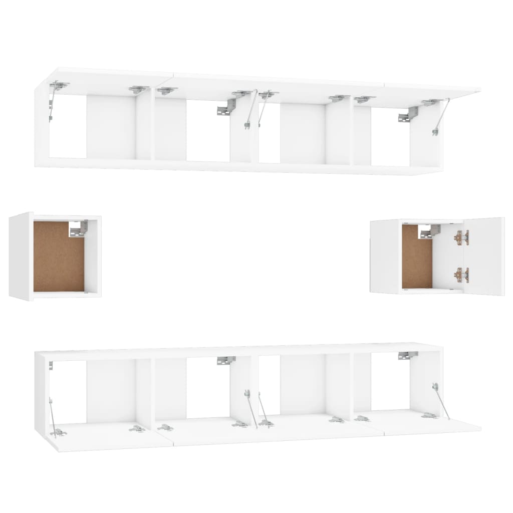 Conjunto móveis de TV madeira processada branco, 6 pcs
