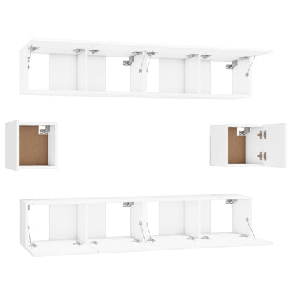 Conjunto móveis de TV madeira processada branco, 6 pcs