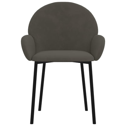 Cadeiras de jantar 2 pcs veludo cinzento-escuro