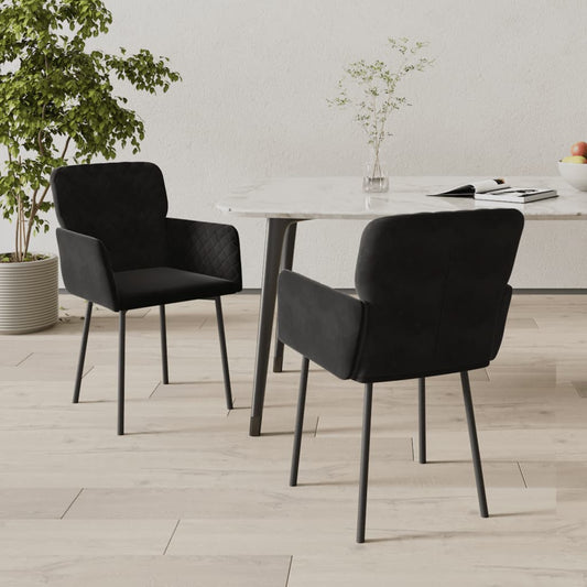 Cadeiras de jantar 2 pcs veludo preto
