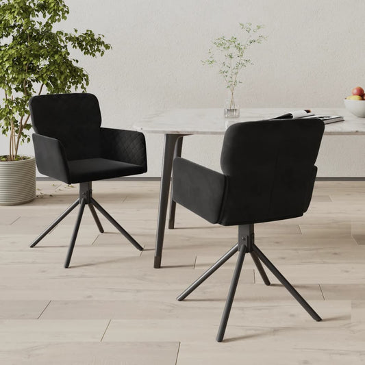 Cadeiras de jantar giratórias 2 pcs veludo preto
