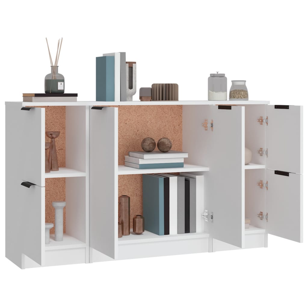 Aparadores 3 pcs madeira processada branco