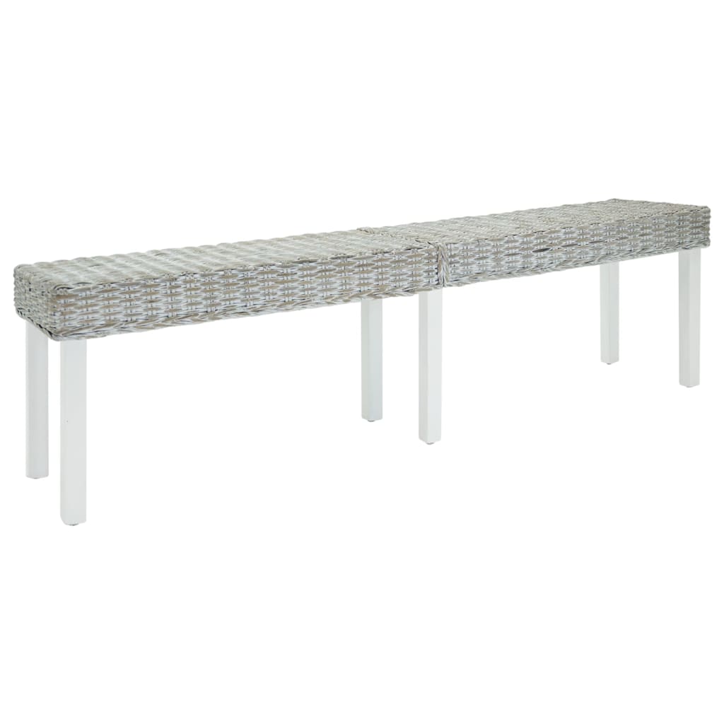 Banco 160x35x45 cm vime kubu natural/mogno maciça branco