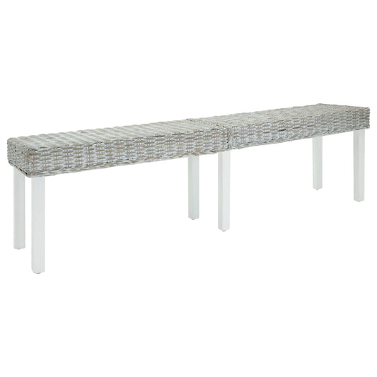 Banco 160x35x45 cm vime kubu natural/mogno maciça branco