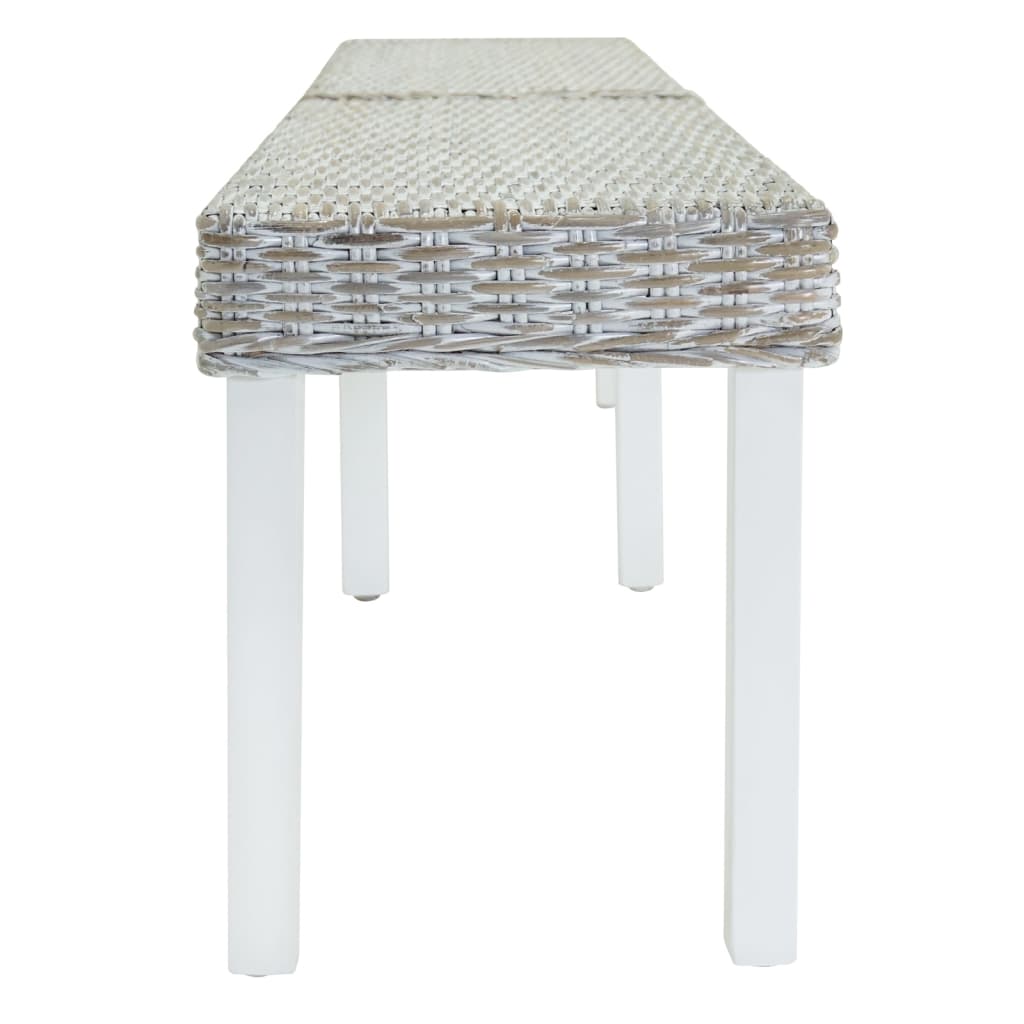 Banco 160x35x45 cm vime kubu natural/mogno maciça branco