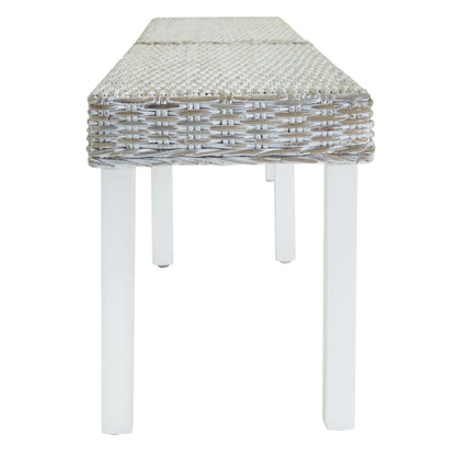 Banco 160x35x45 cm vime kubu natural/mogno maciça branco